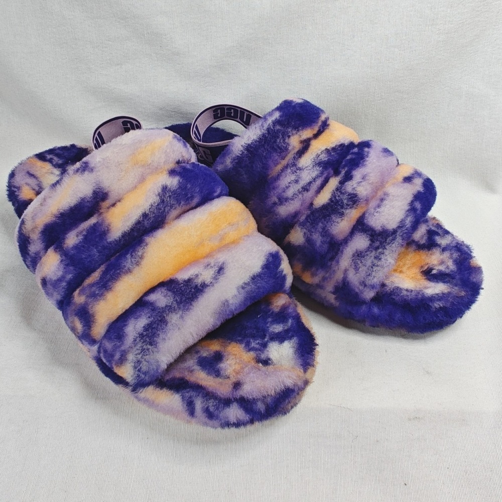 UGG Fluff Yeah Slide Slipper 11 Purple Orange Marble Violet Night Sandals 42